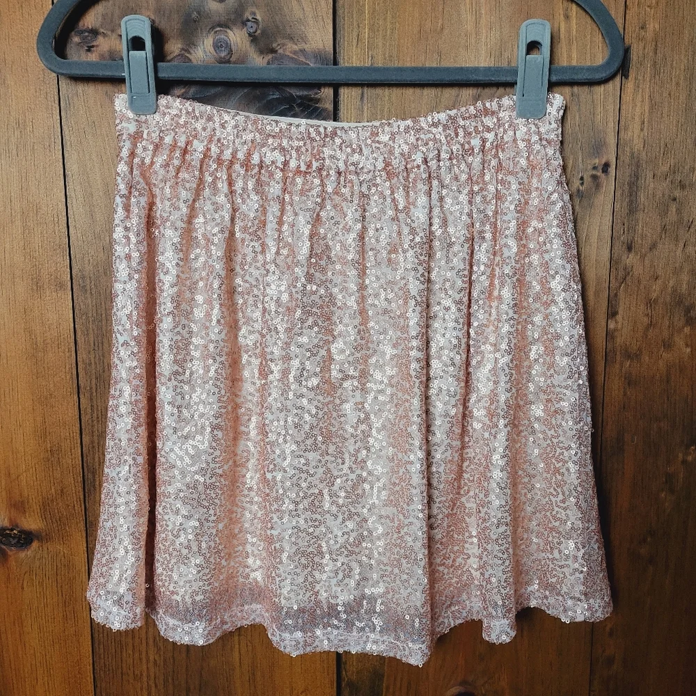 NWT AEO Rose Gold Sequin Mini Skirt - Picture 4 of 15